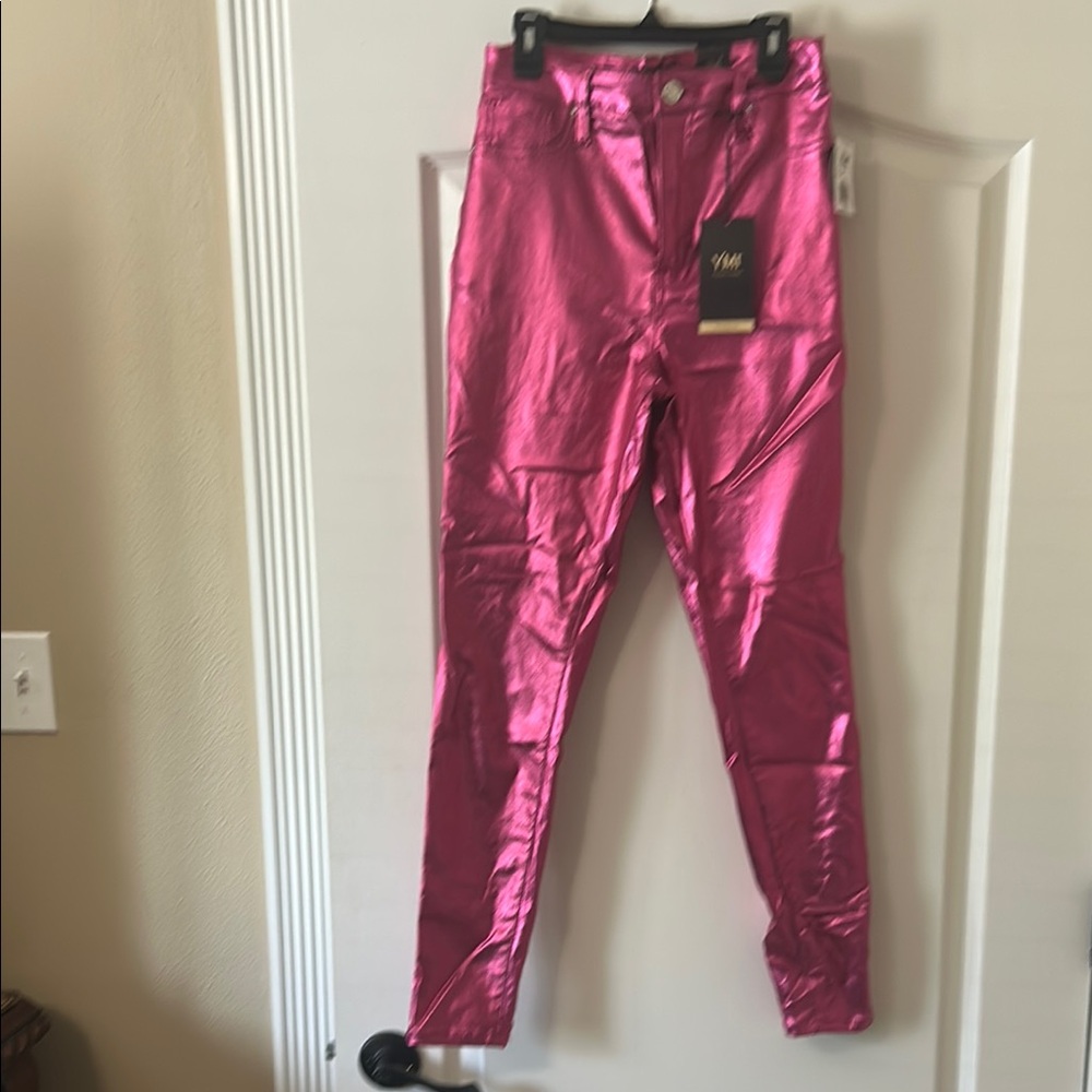 YMI Pink Skinny Jeans Metallic Shine